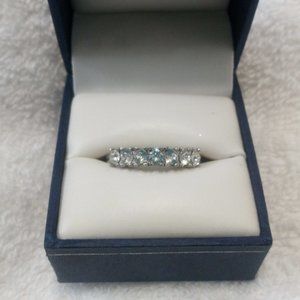 7 Stone CZ band ring Stainless Steel